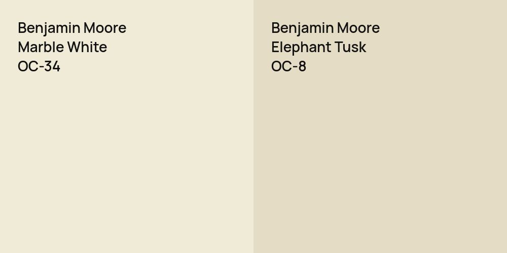 Benjamin Moore Marble White vs. Benjamin Moore Elephant Tusk