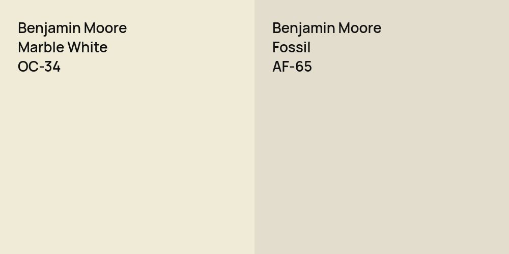 Benjamin Moore Marble White vs. Benjamin Moore Fossil