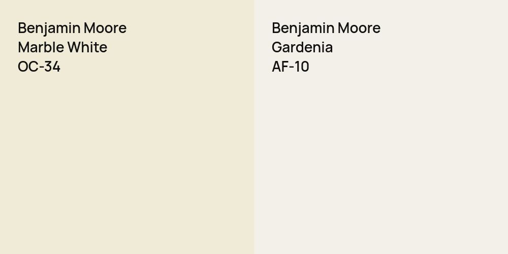 Benjamin Moore Marble White vs. Benjamin Moore Gardenia