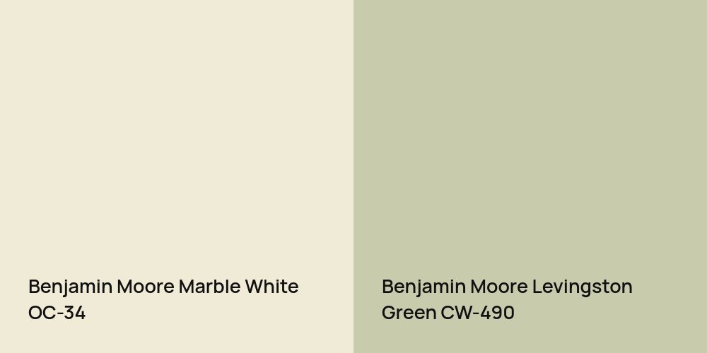 Benjamin Moore Marble White vs. Benjamin Moore Levingston Green