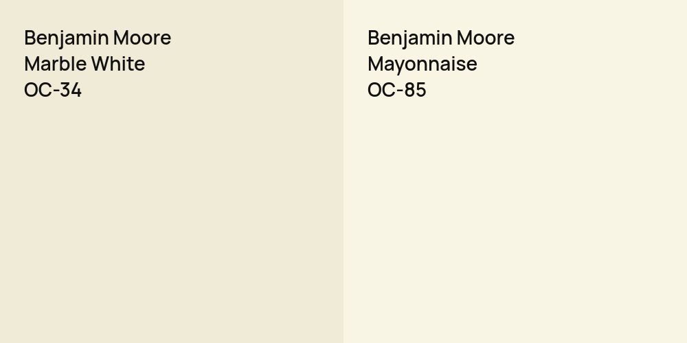 Benjamin Moore Marble White vs. Benjamin Moore Mayonnaise