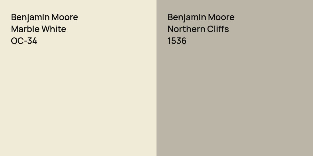 Benjamin Moore Marble White vs. Benjamin Moore Northern Cliffs