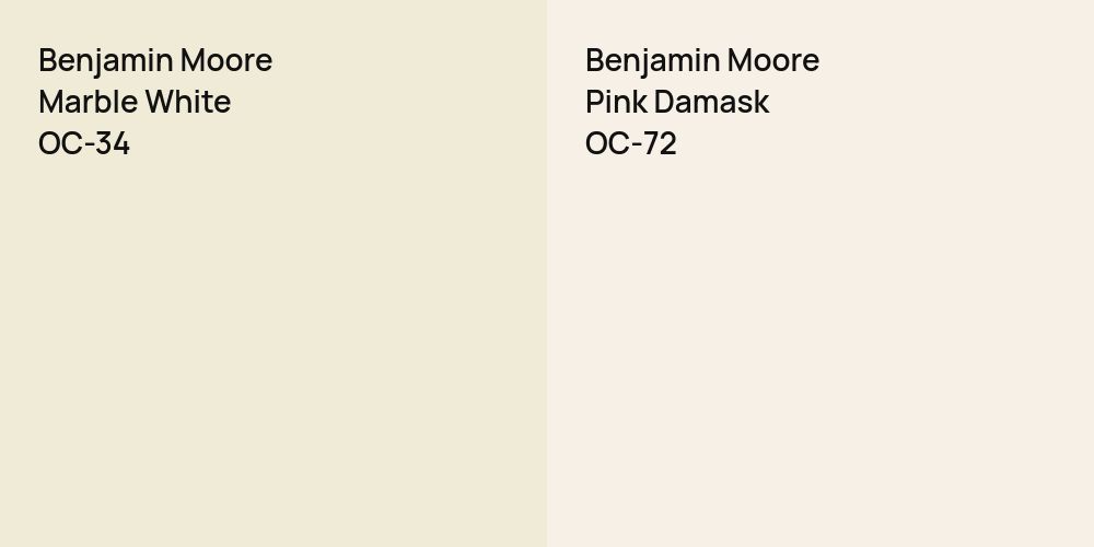 Benjamin Moore Marble White vs. Benjamin Moore Pink Damask