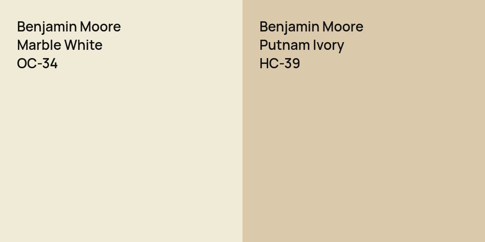 Benjamin Moore Marble White vs. Benjamin Moore Putnam Ivory