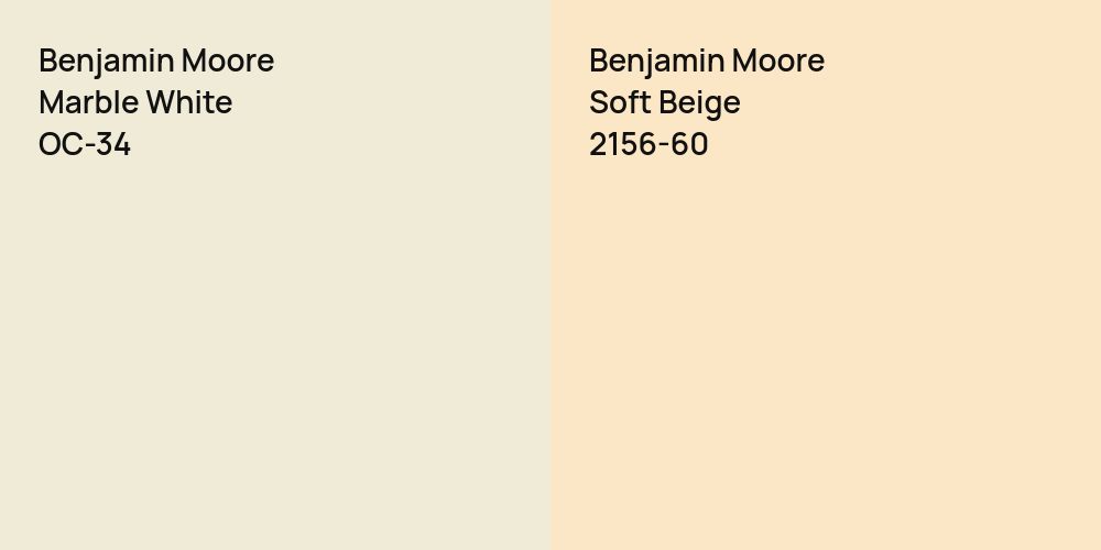 Benjamin Moore Marble White vs. Benjamin Moore Soft Beige