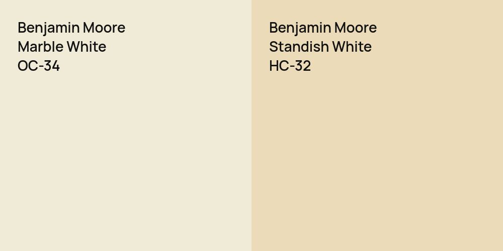 Benjamin Moore Marble White vs. Benjamin Moore Standish White