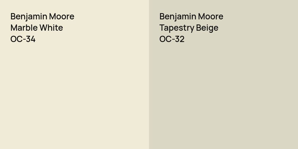 Benjamin Moore Marble White vs. Benjamin Moore Tapestry Beige