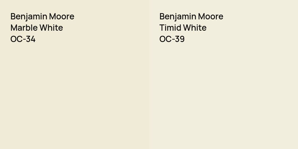 Benjamin Moore Marble White vs. Benjamin Moore Timid White