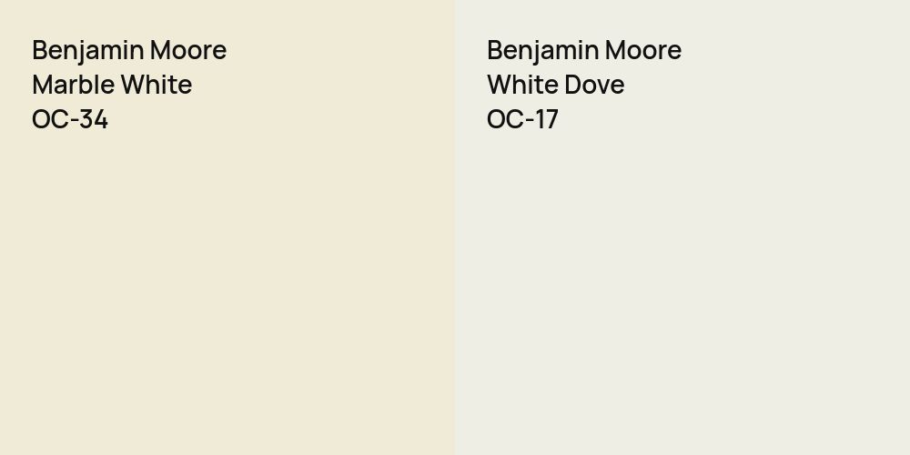 Benjamin Moore Marble White vs. Benjamin Moore White Dove