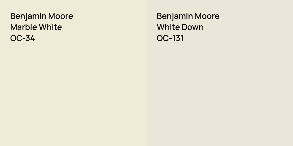 Benjamin Moore Marble White vs. Benjamin Moore White Down