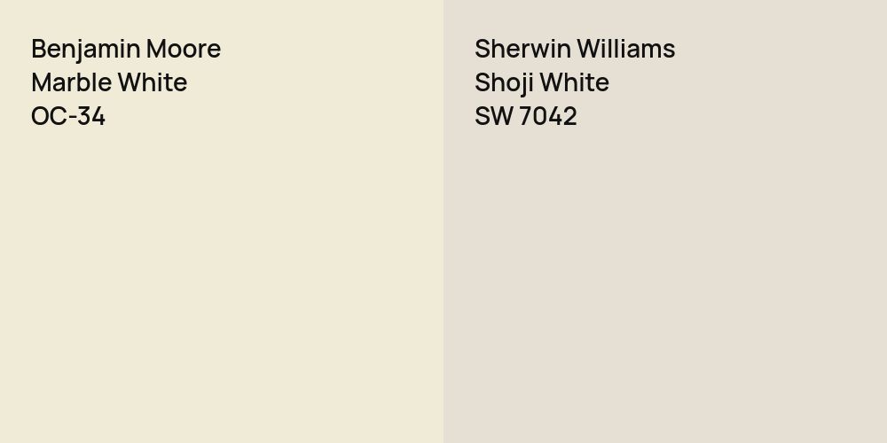 Benjamin Moore Marble White vs. Sherwin Williams Shoji White