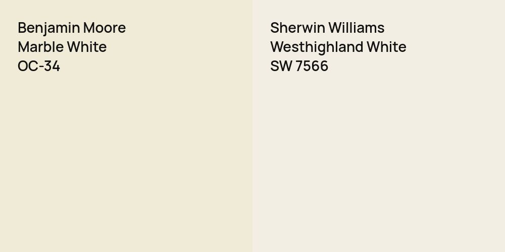 Benjamin Moore Marble White vs. Sherwin Williams Westhighland White