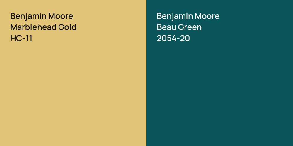 Benjamin Moore Marblehead Gold vs. Benjamin Moore Beau Green