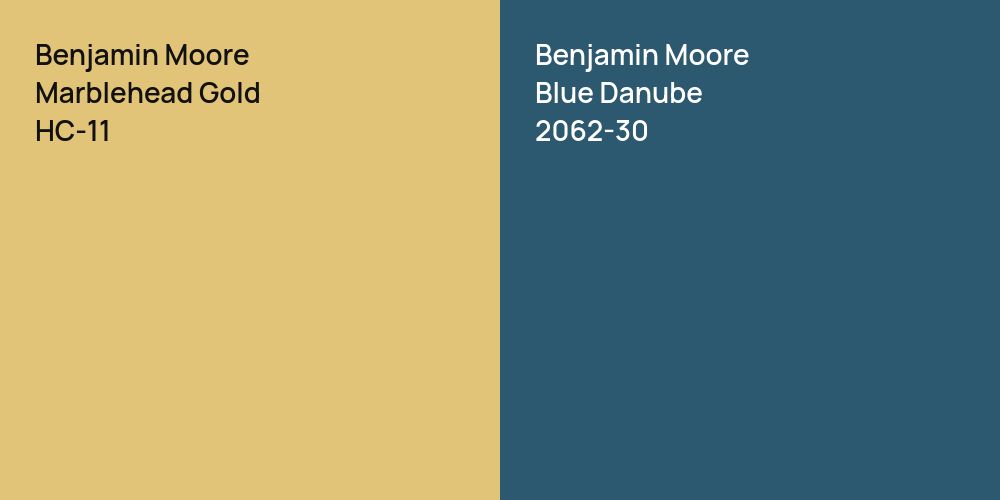 Benjamin Moore Marblehead Gold vs. Benjamin Moore Blue Danube