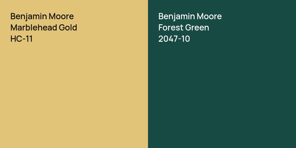 Benjamin Moore Marblehead Gold vs. Benjamin Moore Forest Green