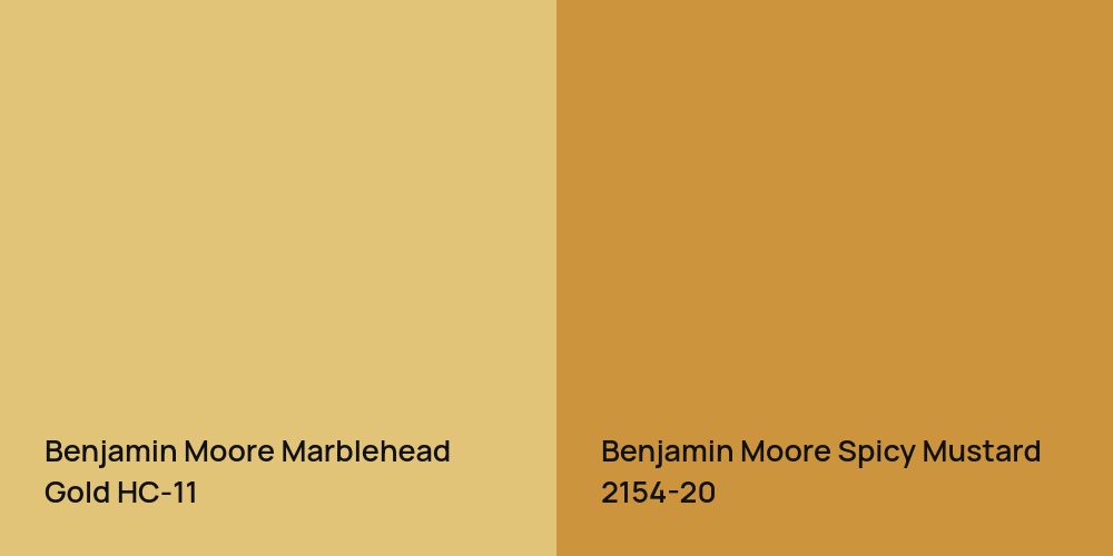 Benjamin Moore Marblehead Gold vs. Benjamin Moore Spicy Mustard