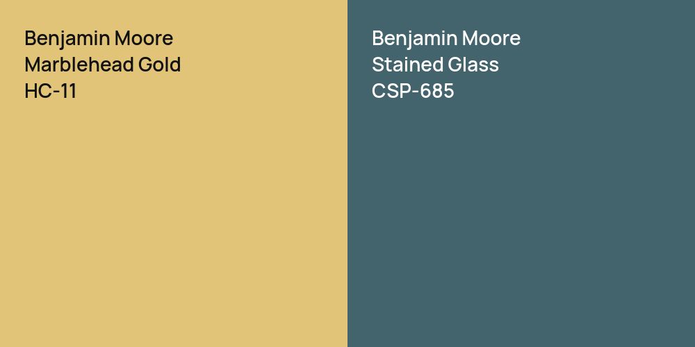 Benjamin Moore Marblehead Gold vs. Benjamin Moore Stained Glass