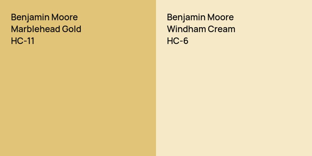 Benjamin Moore Marblehead Gold vs. Benjamin Moore Windham Cream