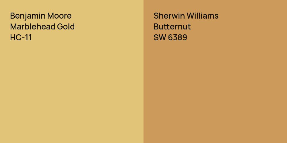 Benjamin Moore Marblehead Gold vs. Sherwin Williams Butternut