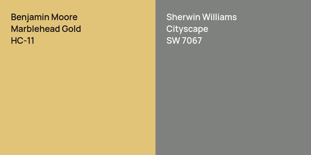 Benjamin Moore Marblehead Gold vs. Sherwin Williams Cityscape