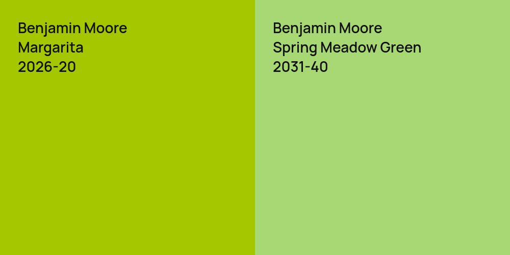 Benjamin Moore Margarita vs. Benjamin Moore Spring Meadow Green