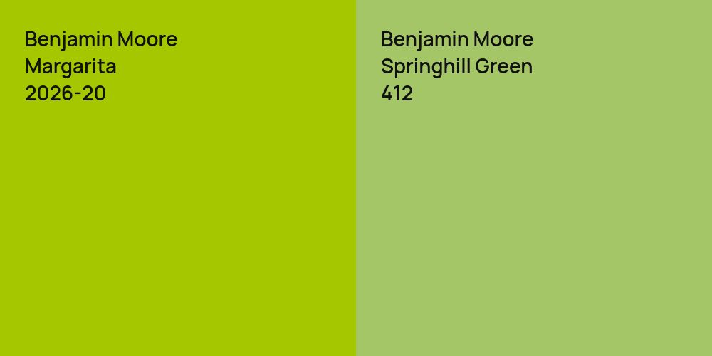 Benjamin Moore Margarita vs. Benjamin Moore Springhill Green