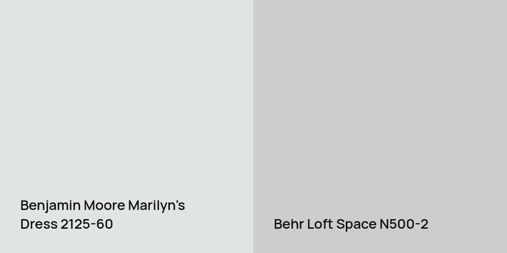 Benjamin Moore Marilyn's Dress vs. Behr Loft Space