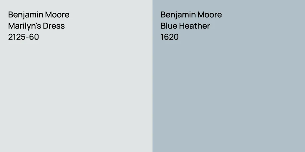 Benjamin Moore Marilyn's Dress vs. Benjamin Moore Blue Heather