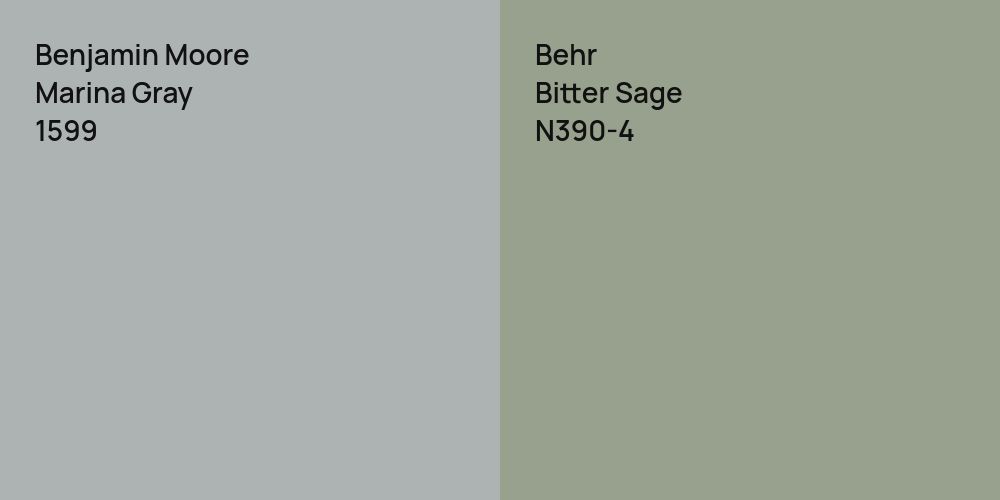 Benjamin Moore Marina Gray vs. Behr Bitter Sage