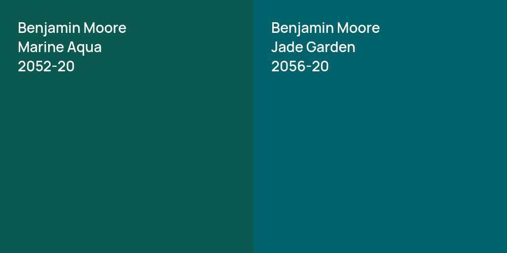 Benjamin Moore Marine Aqua vs. Benjamin Moore Jade Garden