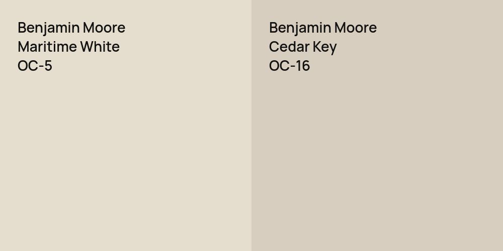 Benjamin Moore Maritime White vs. Benjamin Moore Cedar Key