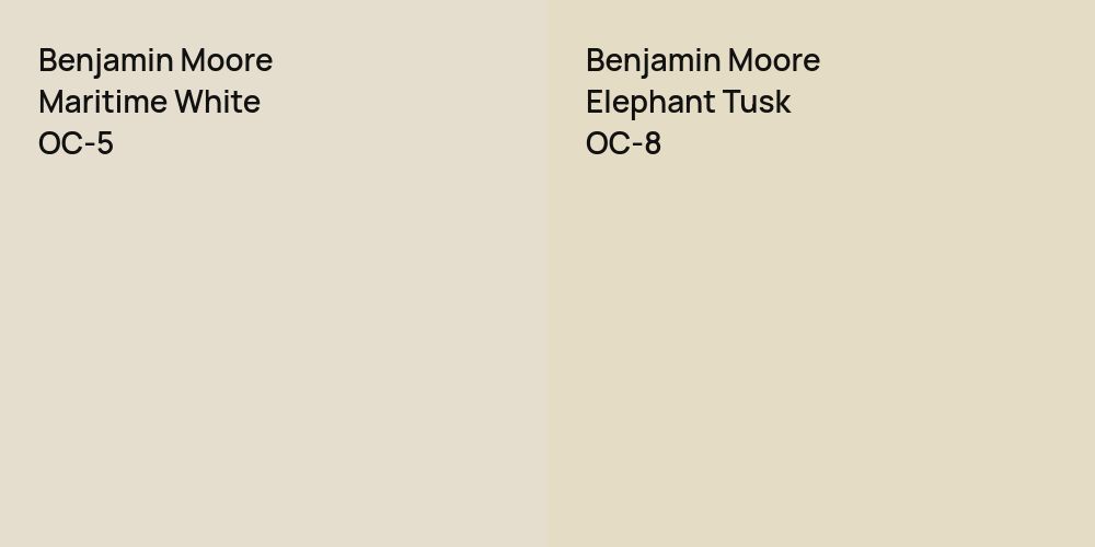 Benjamin Moore Maritime White vs. Benjamin Moore Elephant Tusk