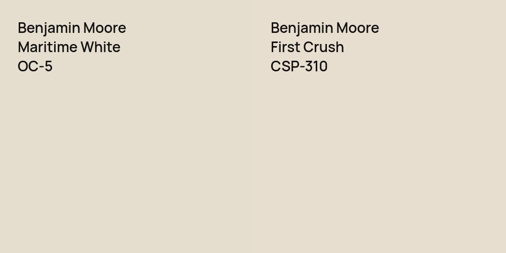 Benjamin Moore Maritime White vs. Benjamin Moore First Crush