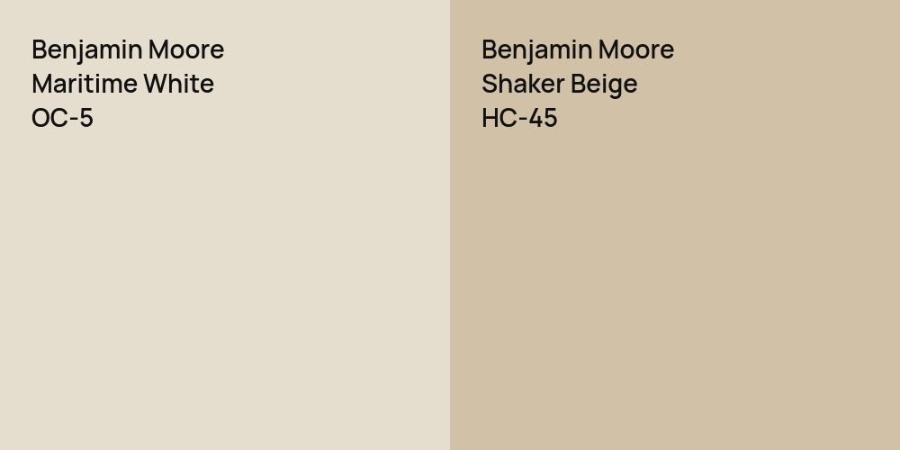 Benjamin Moore Maritime White vs. Benjamin Moore Shaker Beige