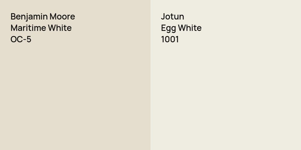 Benjamin Moore Maritime White vs. Jotun Egg White