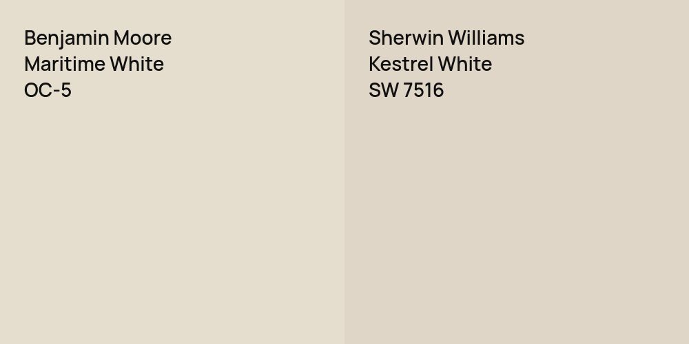 Benjamin Moore Maritime White vs. Sherwin Williams Kestrel White