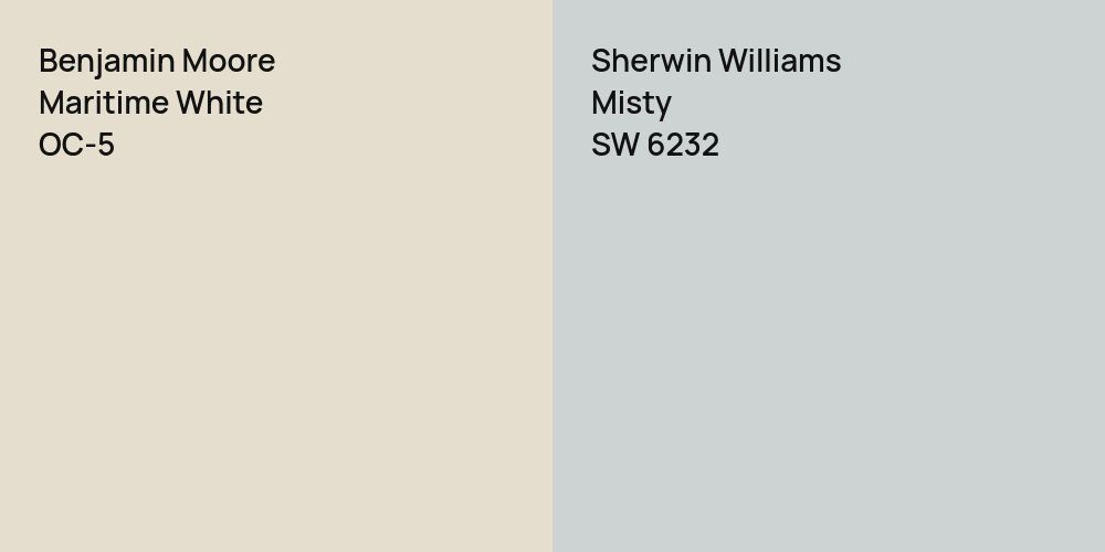 Benjamin Moore Maritime White vs. Sherwin Williams Misty