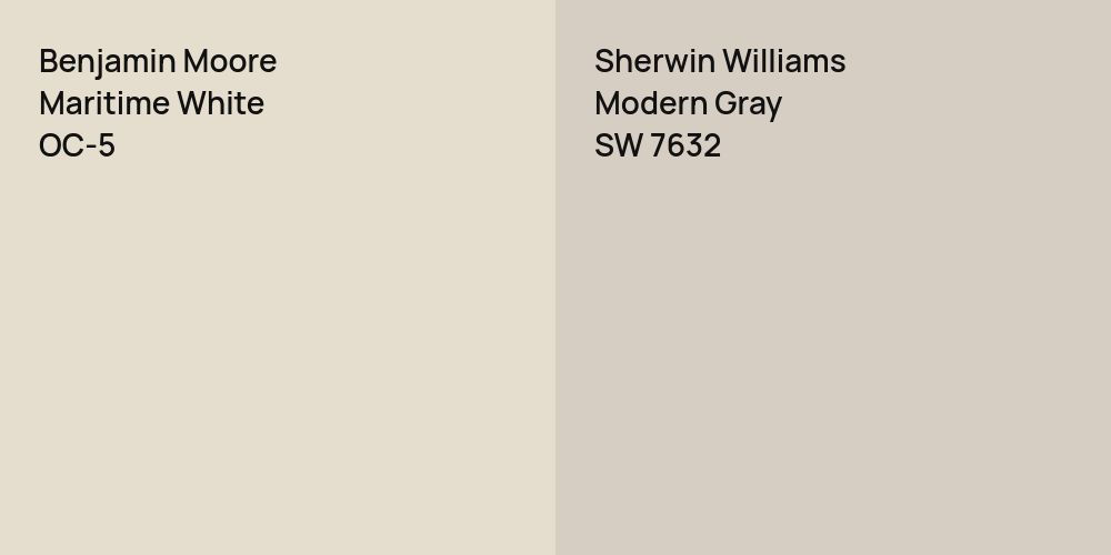 Benjamin Moore Maritime White vs. Sherwin Williams Modern Gray