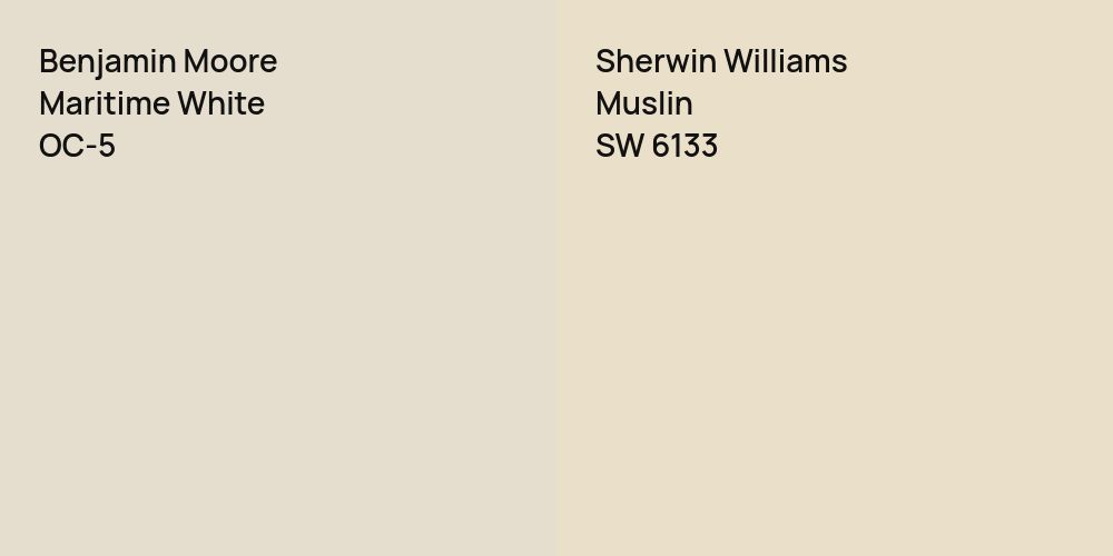 Benjamin Moore Maritime White vs. Sherwin Williams Muslin