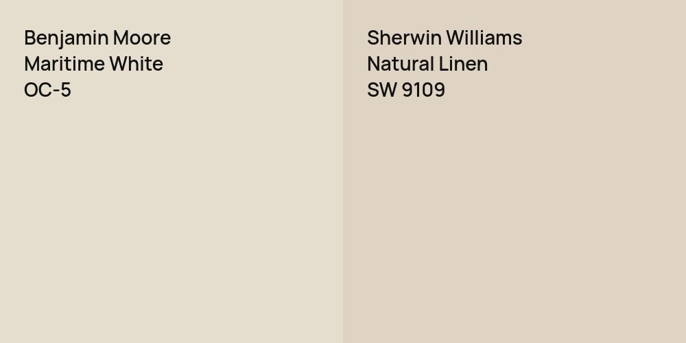 Benjamin Moore Maritime White vs. Sherwin Williams Natural Linen