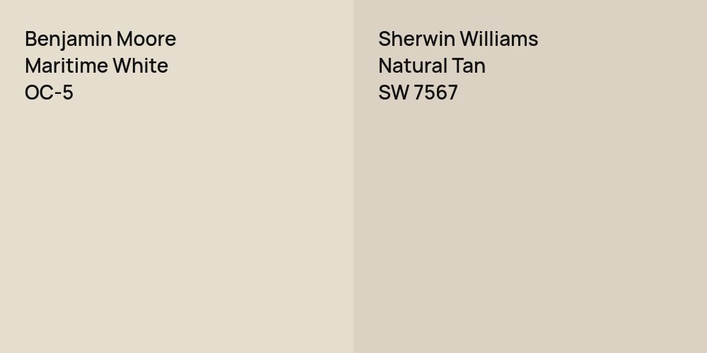 Benjamin Moore Maritime White vs. Sherwin Williams Natural Tan