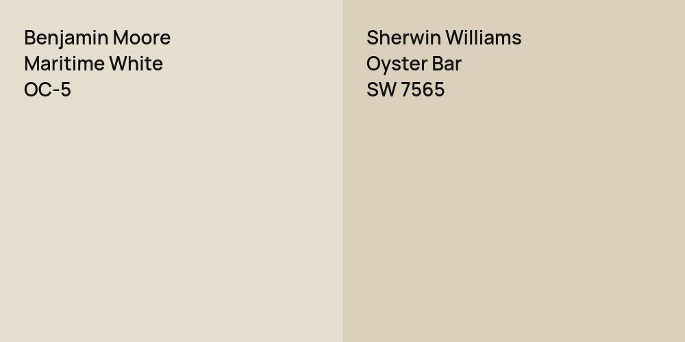 Benjamin Moore Maritime White vs. Sherwin Williams Oyster Bar