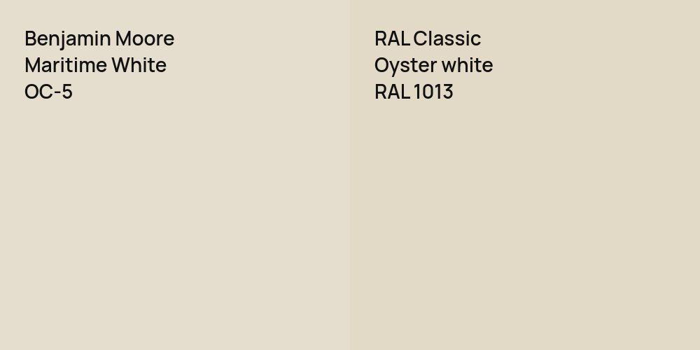 Benjamin Moore Maritime White vs. RAL Classic  Oyster white