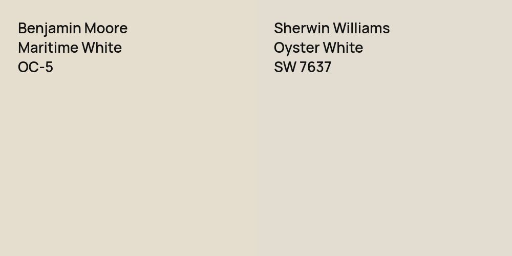 Benjamin Moore Maritime White vs. Sherwin Williams Oyster White