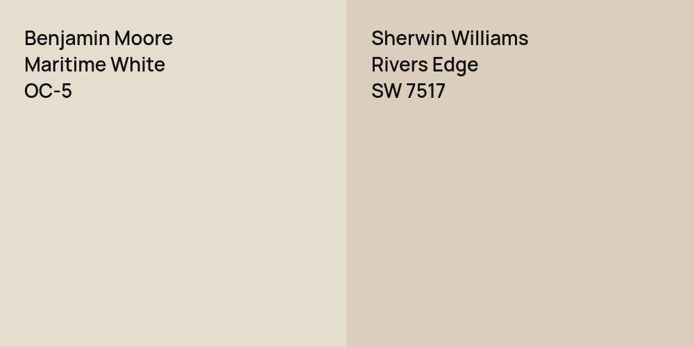 Benjamin Moore Maritime White vs. Sherwin Williams Rivers Edge