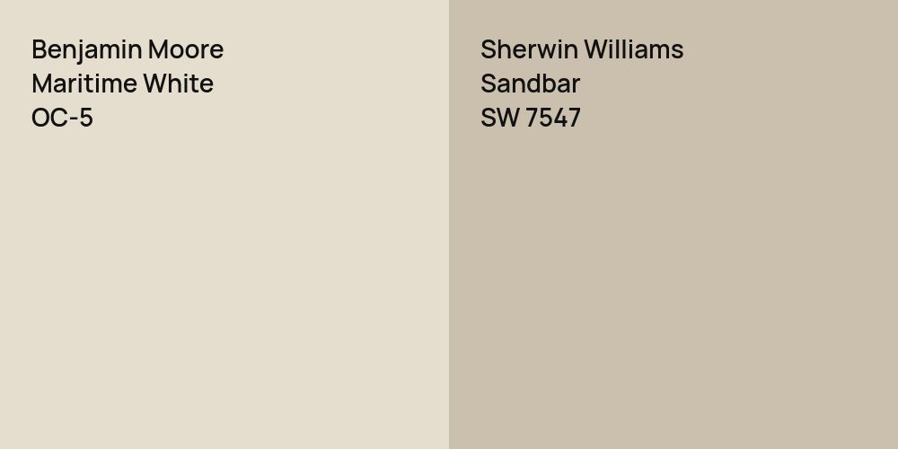 Benjamin Moore Maritime White vs. Sherwin Williams Sandbar