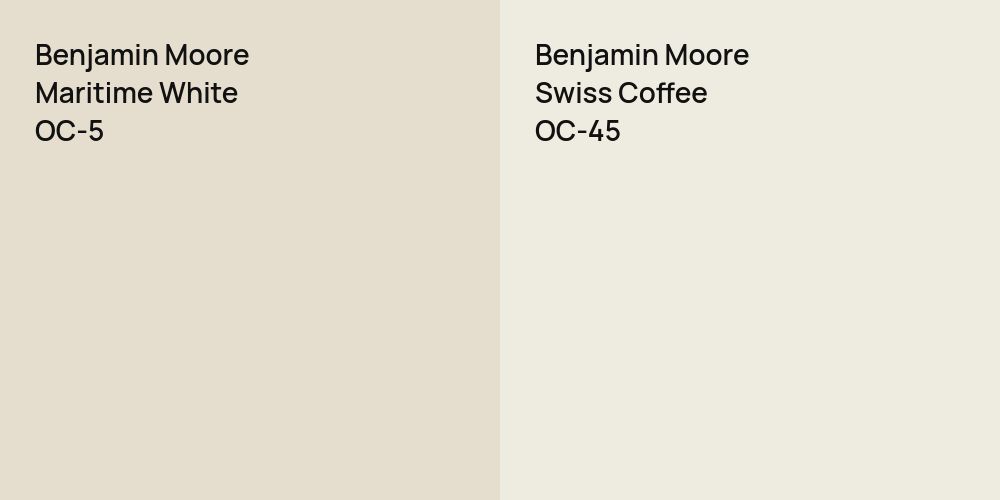 Benjamin Moore Maritime White vs. Benjamin Moore Swiss Coffee