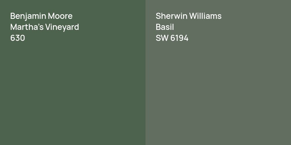 Benjamin Moore Martha's Vineyard vs. Sherwin Williams Basil