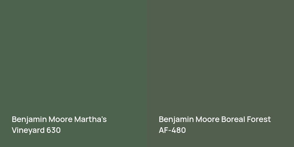 Benjamin Moore Martha's Vineyard vs. Benjamin Moore Boreal Forest