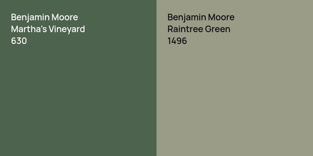 Benjamin Moore Martha's Vineyard vs. Benjamin Moore Raintree Green